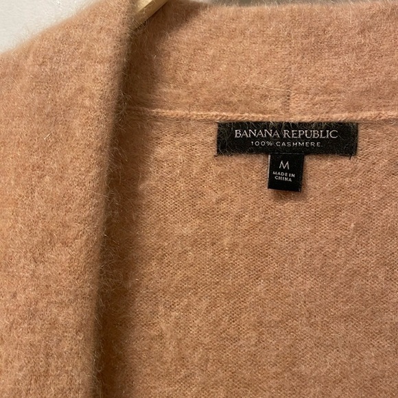 🦭Fuzzy Cashmere Long Coat Jacket Cardigan Tan Neutral m banana Republic duster - Picture 6 of 13